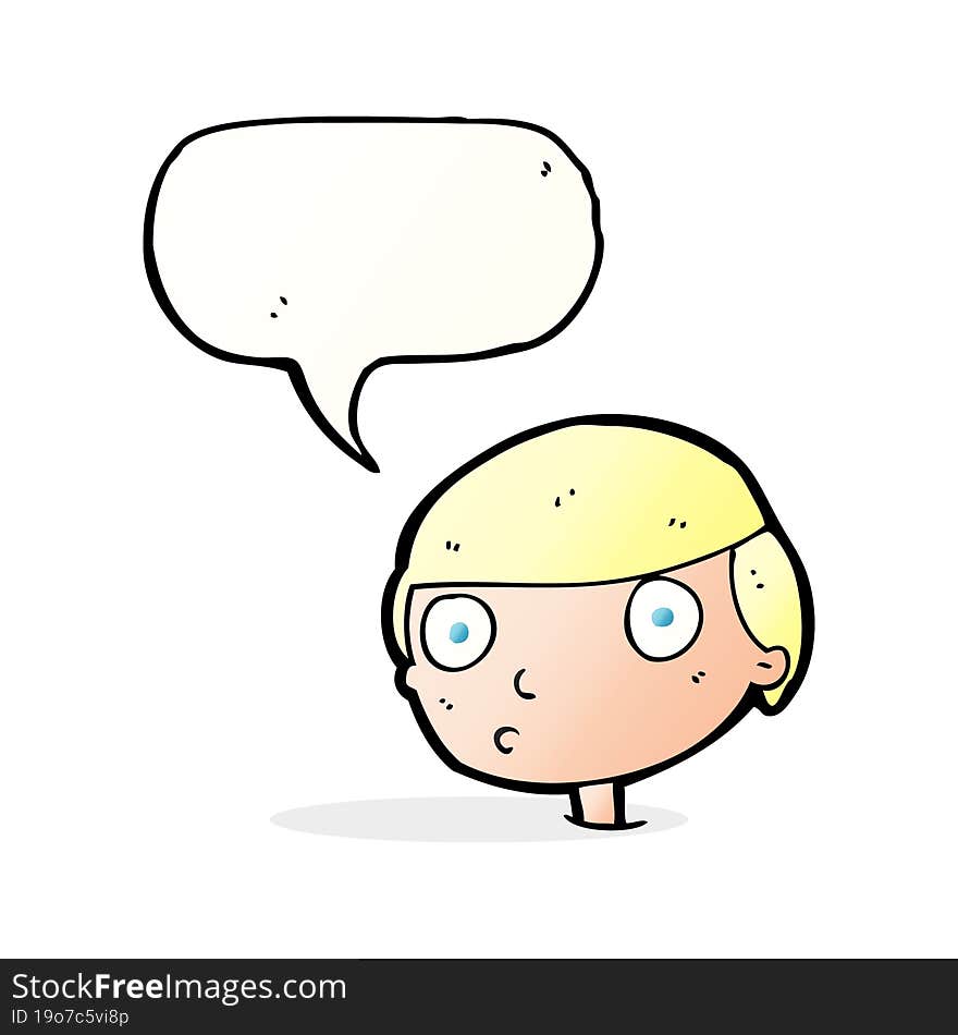 Cartoon Boy Staring With Speech Bubble