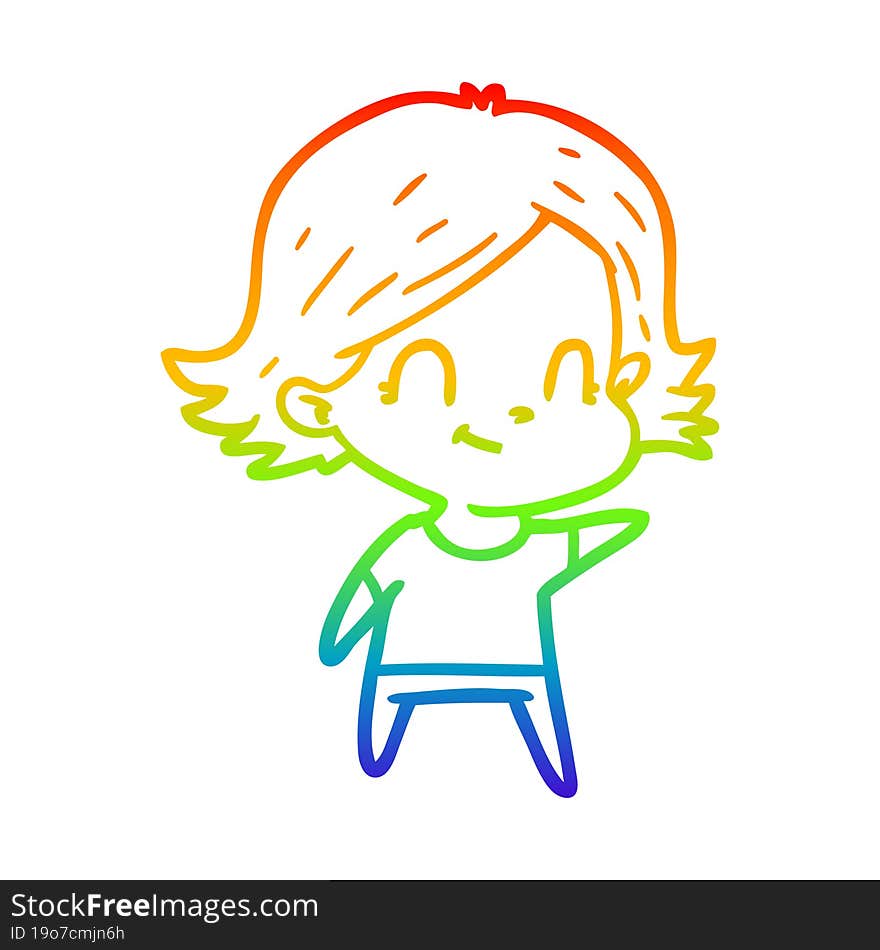 rainbow gradient line drawing cartoon friendly girl