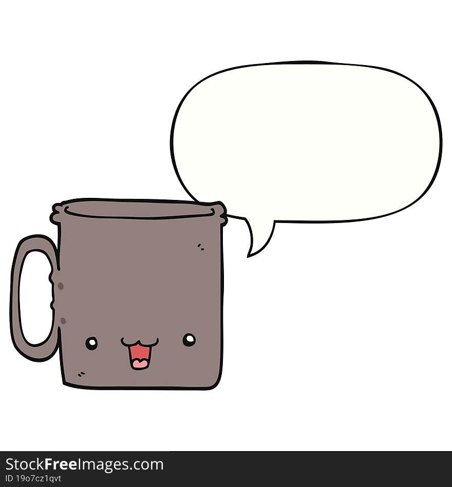 cartoon cup with speech bubble. cartoon cup with speech bubble