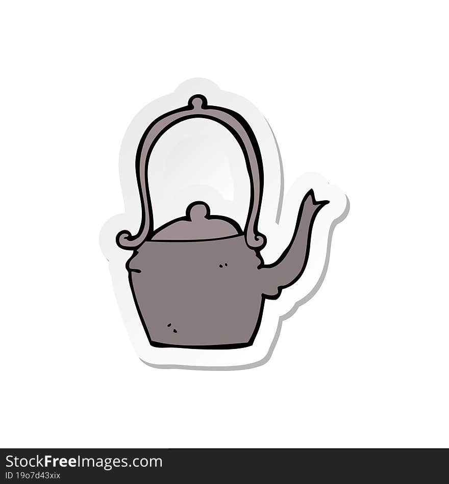 Sticker Of A Cartoon Kettle