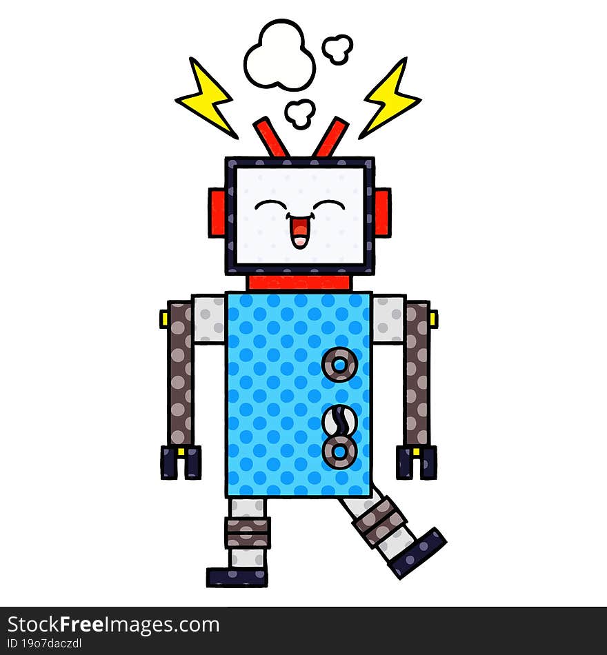 comic book style cartoon of a robot