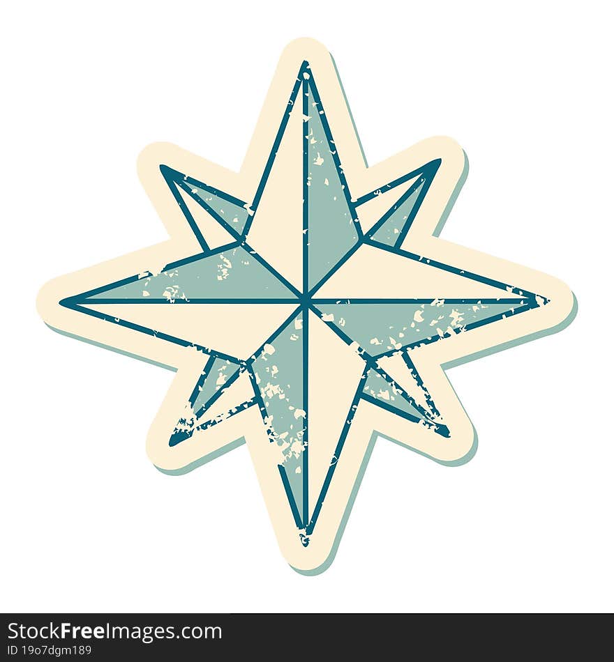 distressed sticker tattoo style icon of a star