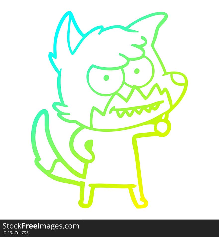 cold gradient line drawing cartoon grinning fox