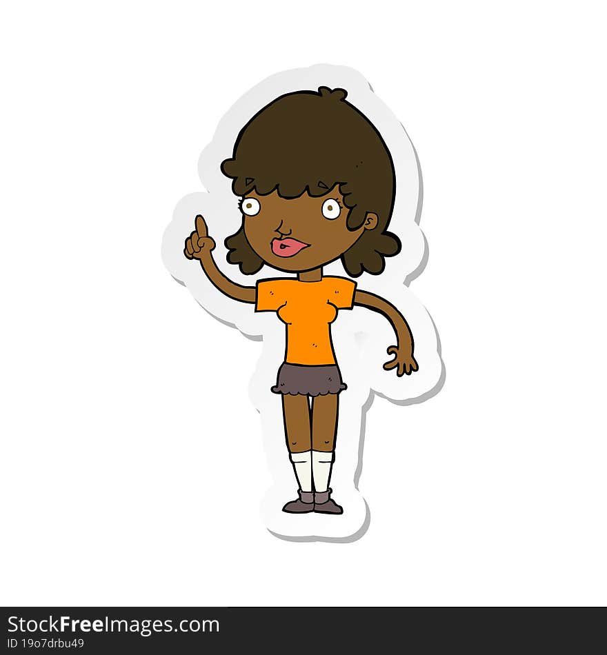 Sticker Of A Cartoon Woman With Idea