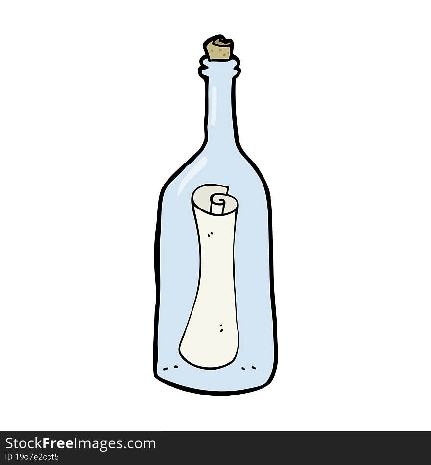 cartoon letter in a bottle