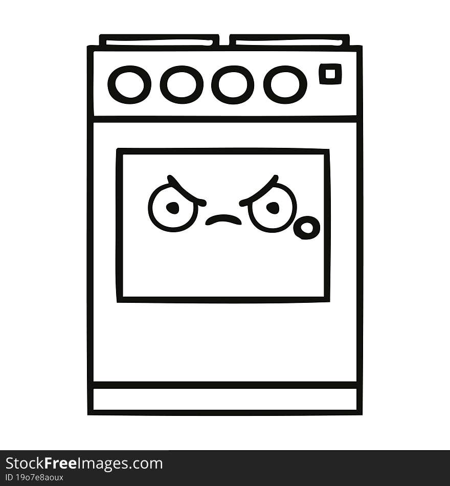 line drawing cartoon kitchen oven