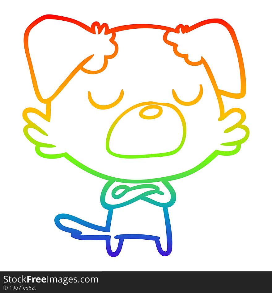 rainbow gradient line drawing of a cartoon dog