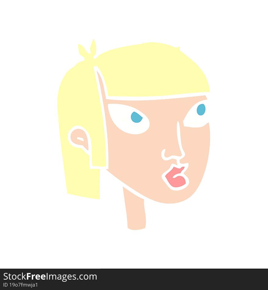 flat color illustration of female face. flat color illustration of female face