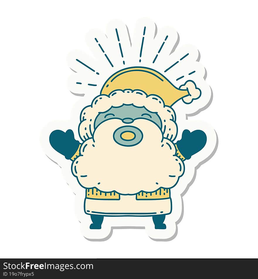 Sticker Of Tattoo Style Santa Claus Christmas Character