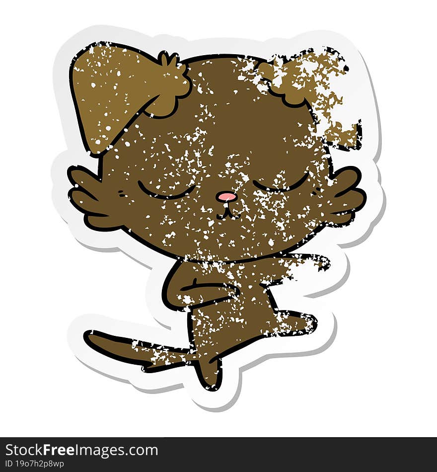 Distressed Sticker Of A Cute Cartoon Dog