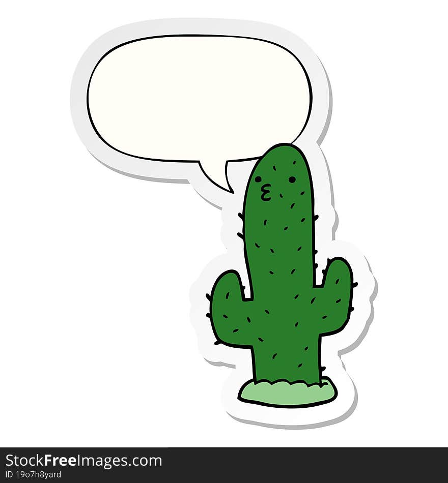 cartoon cactus and speech bubble sticker