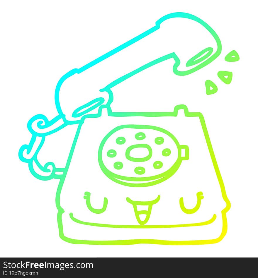 Cold Gradient Line Drawing Cute Cartoon Telephone