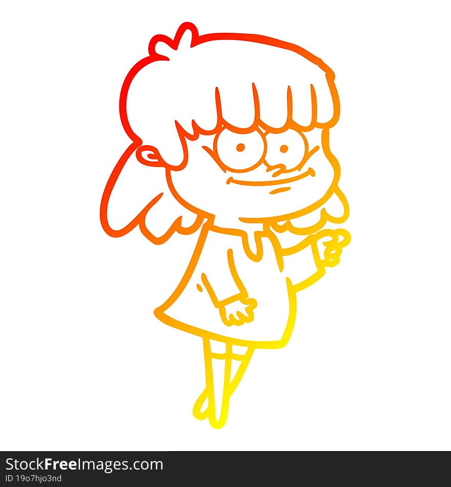 warm gradient line drawing cartoon smiling woman