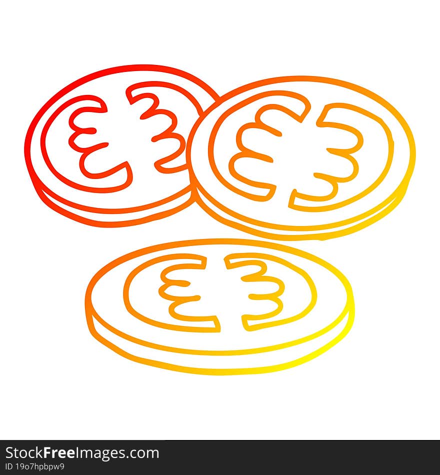 warm gradient line drawing sliced tomatoes cartoon