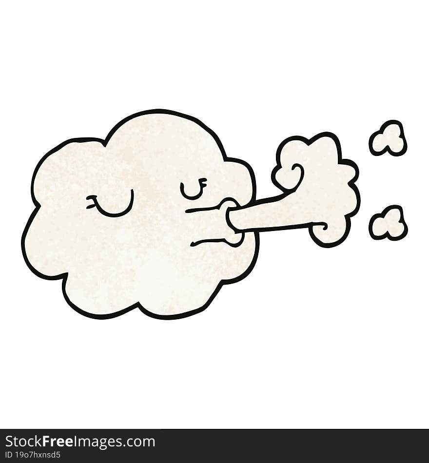 cartoon doodle cloud blowing a gale