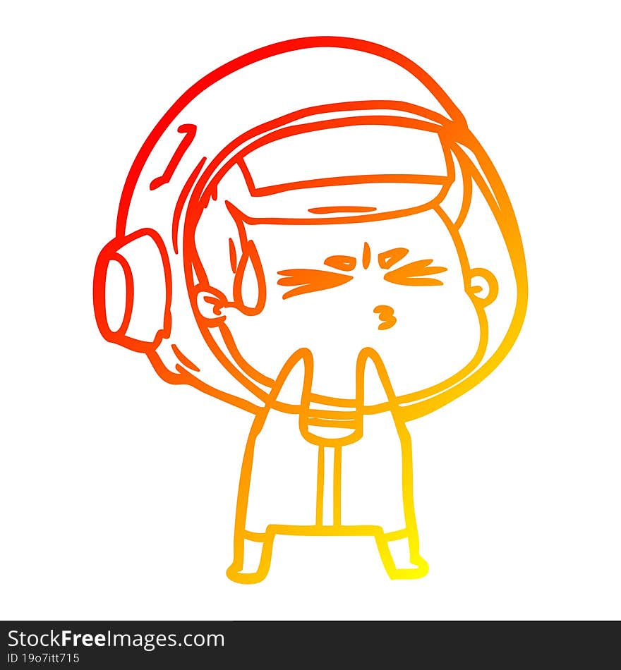 warm gradient line drawing cartoon stressed astronaut