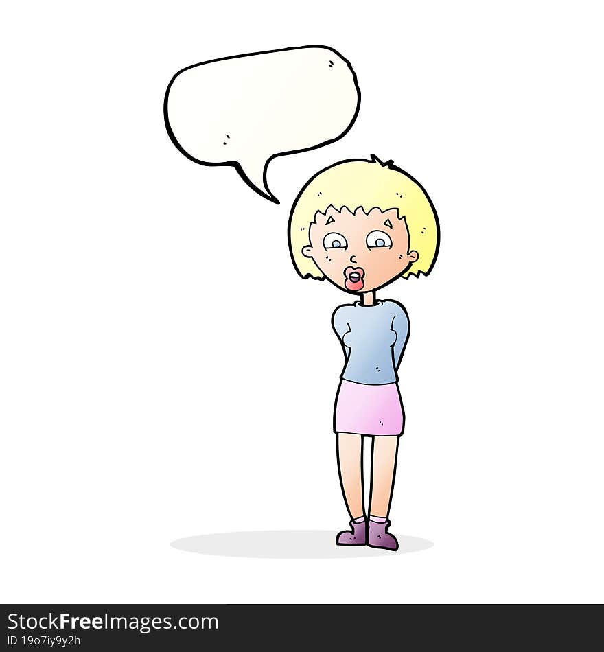 cartoon surprised woman with speech bubble