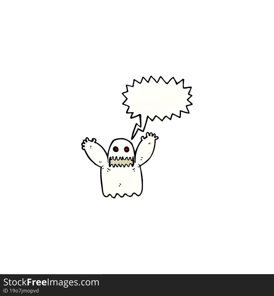 cartoon ghost with speech bubble