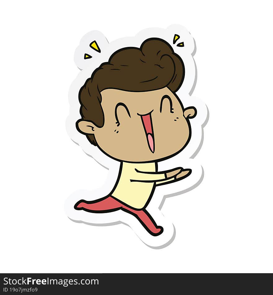 sticker of a cartoon excited man