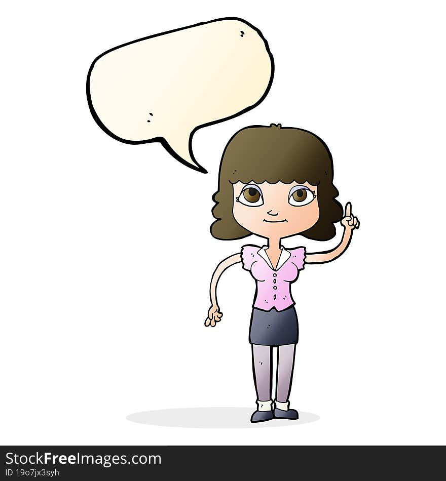 cartoon woman with idea with speech bubble