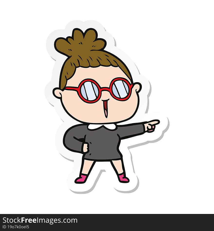 sticker of a cartoon woman wearing spectacles