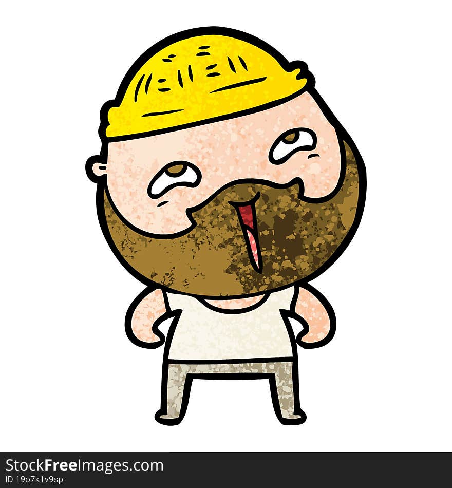 cartoon happy bearded man. cartoon happy bearded man