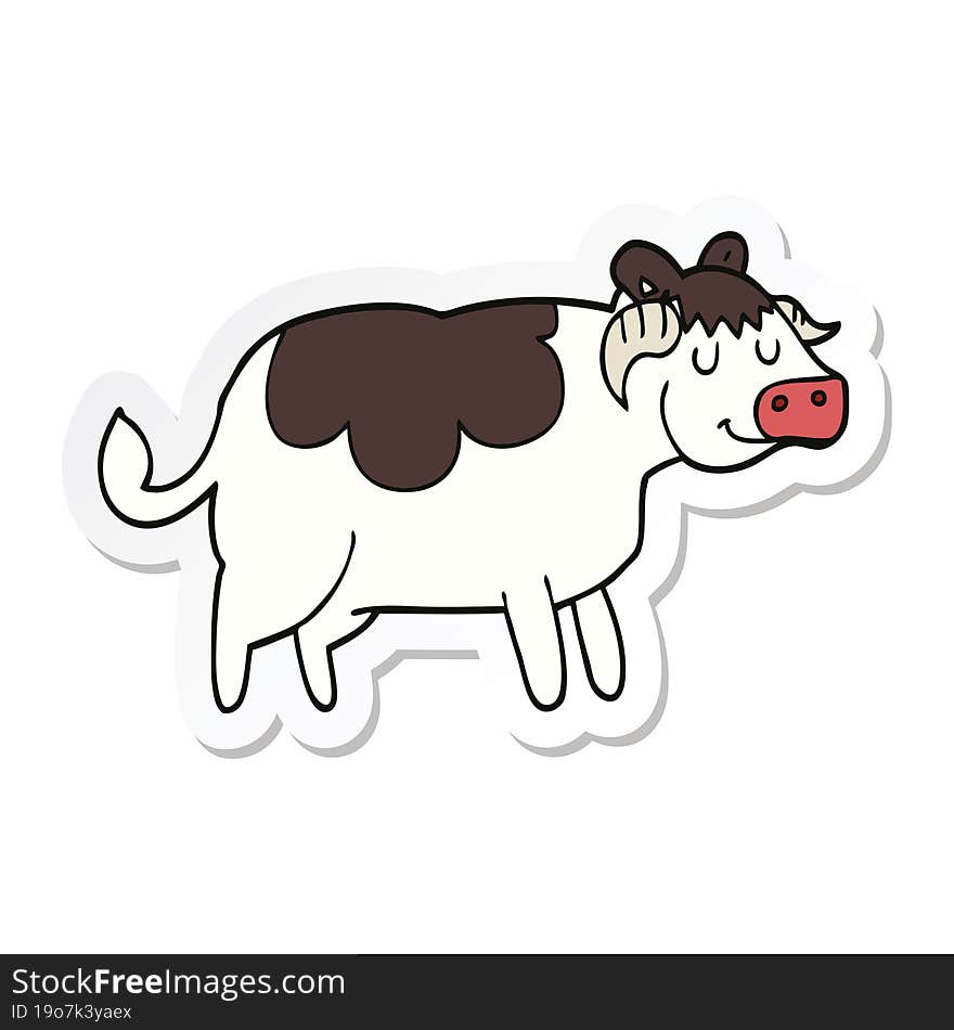 sticker of a cartoon cow