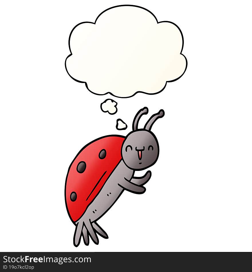 cute cartoon ladybug with thought bubble in smooth gradient style