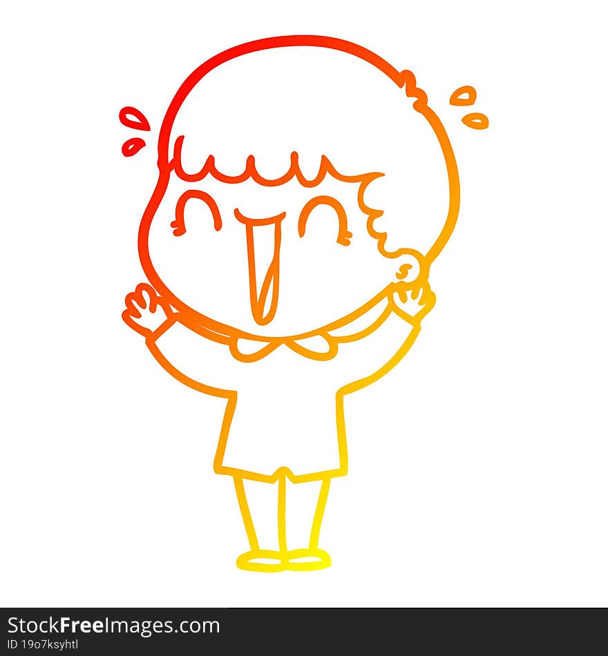 Warm Gradient Line Drawing Laughing Cartoon Man