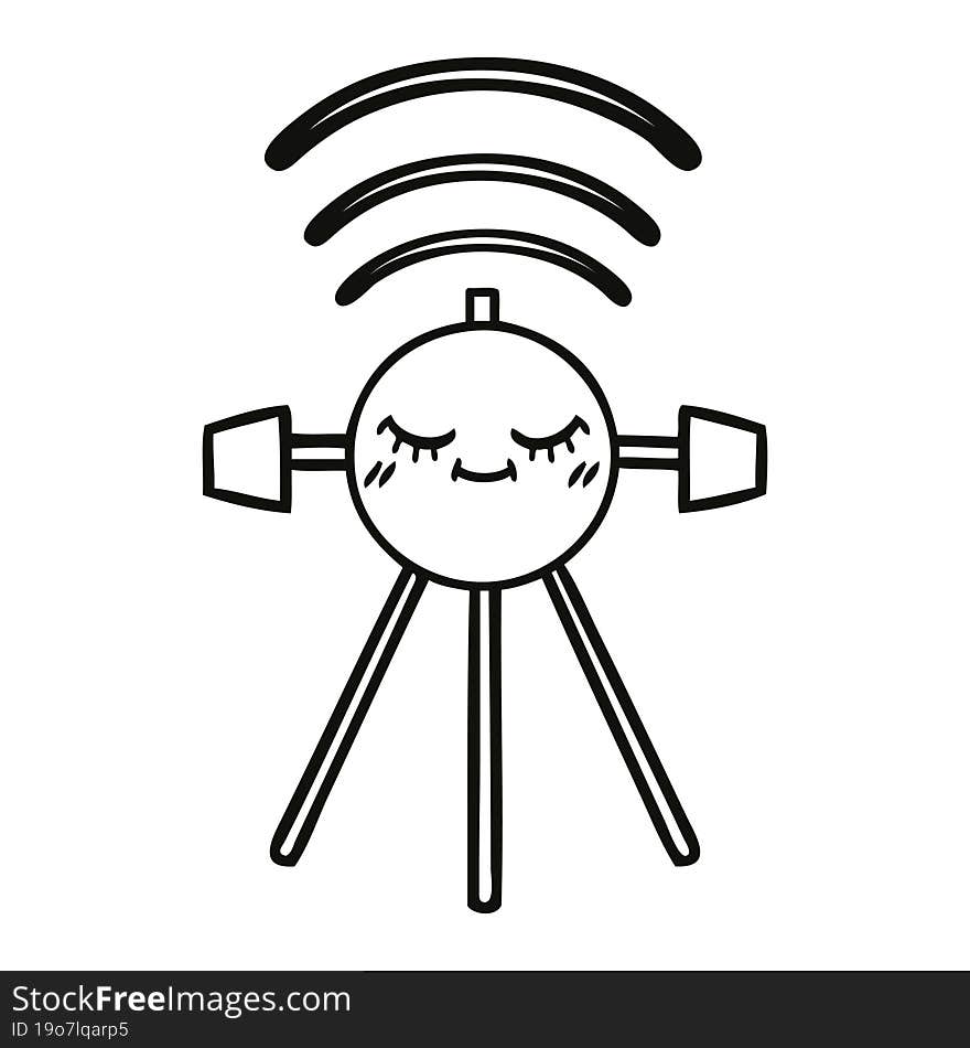 Line Drawing Cartoon Satellite