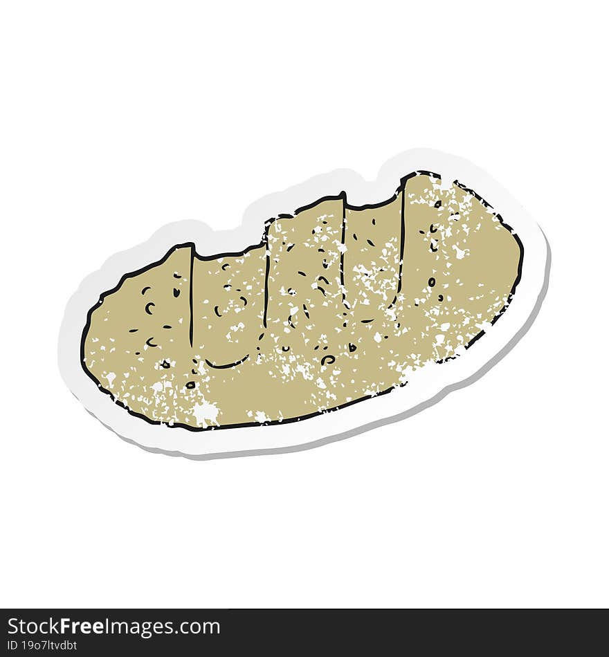 Retro Distressed Sticker Of A Cartoon Bread