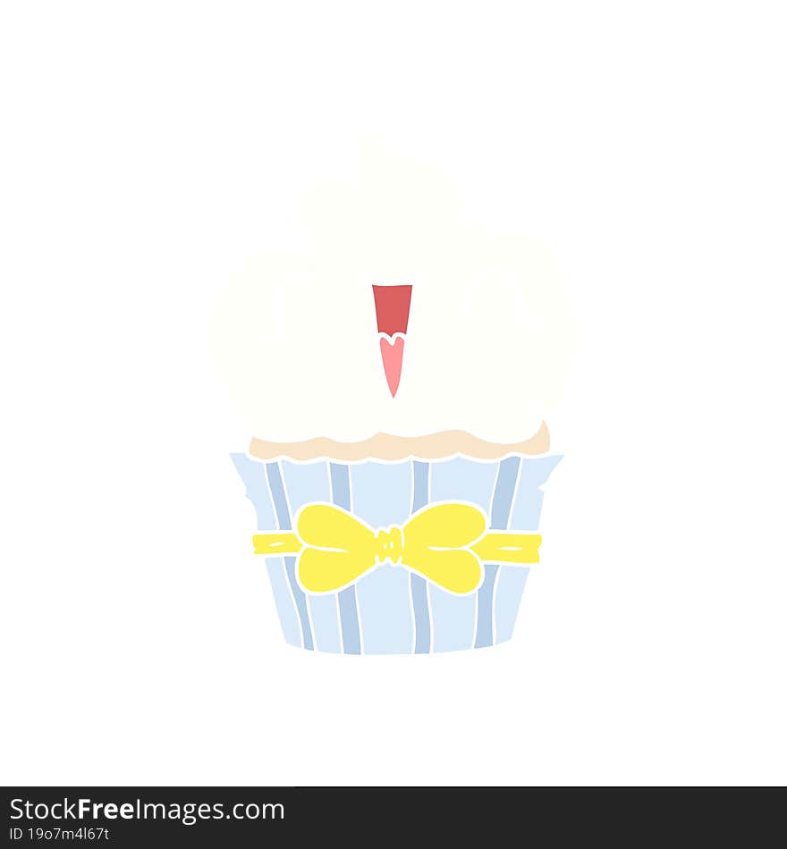 happy flat color style cartoon cupcake