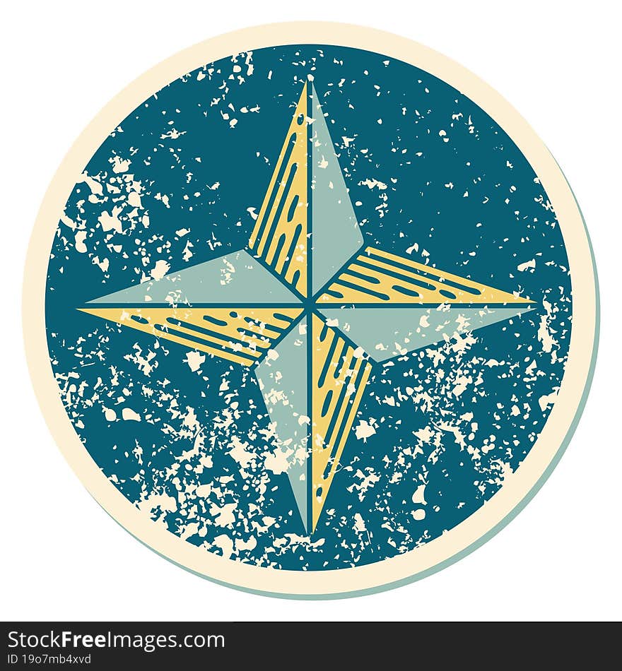 distressed sticker tattoo style icon of a star