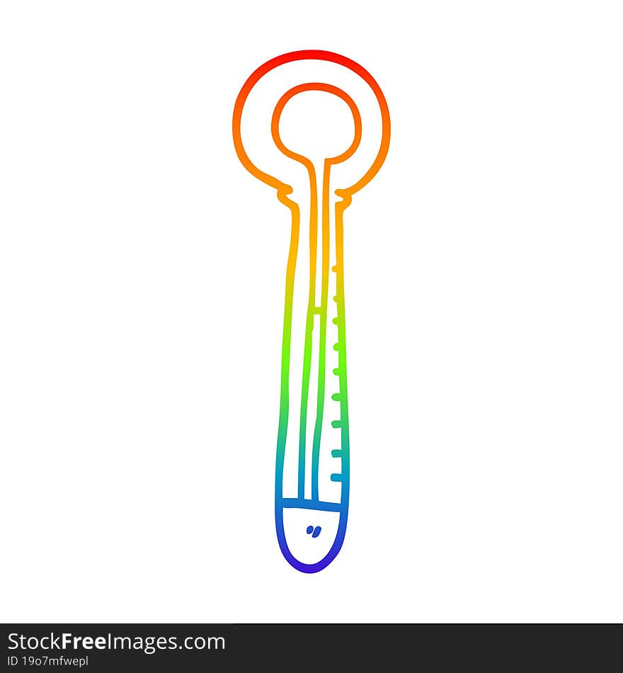 rainbow gradient line drawing cartoon medical thermometer