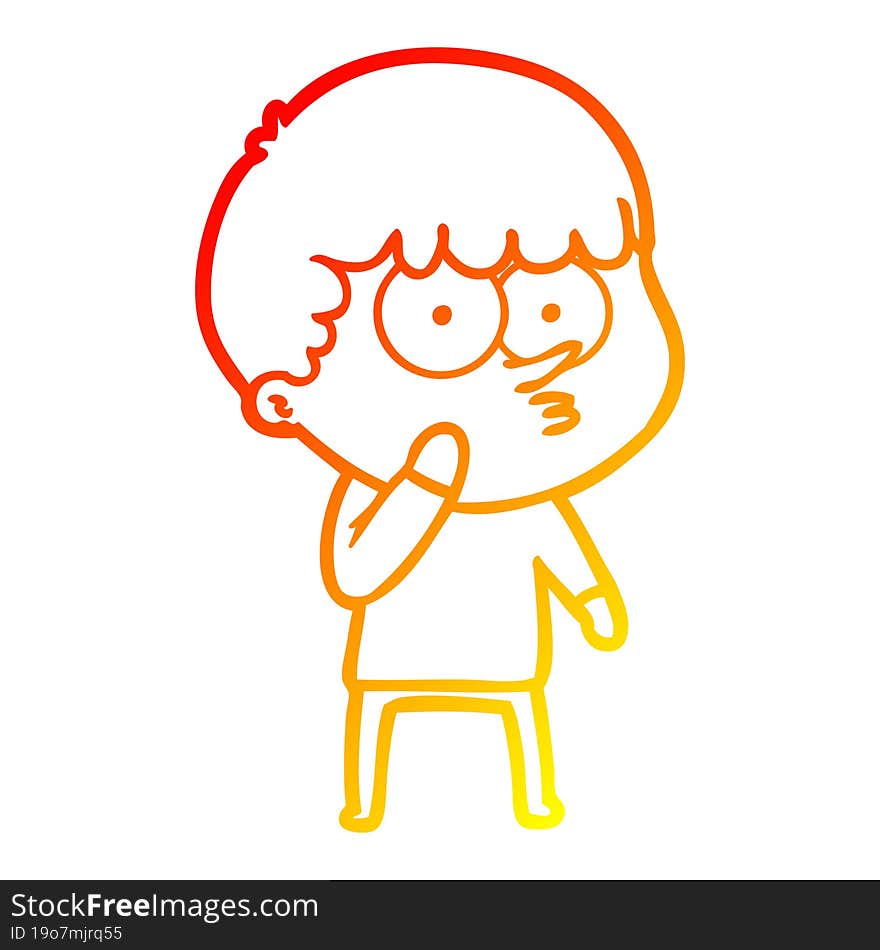 Warm Gradient Line Drawing Cartoon Curious Boy