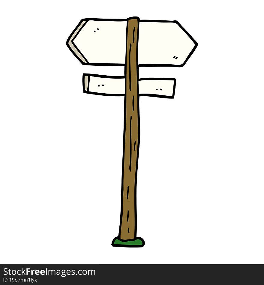 cartoon doodle painted direction sign posts