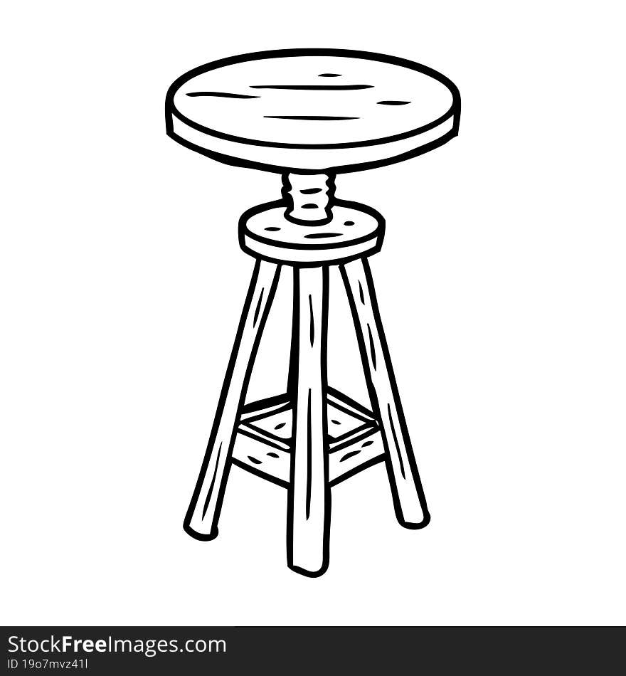 line drawing of a adjustable artist stool. line drawing of a adjustable artist stool