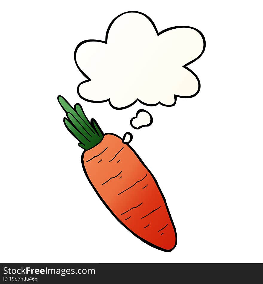 cartoon carrot with thought bubble in smooth gradient style