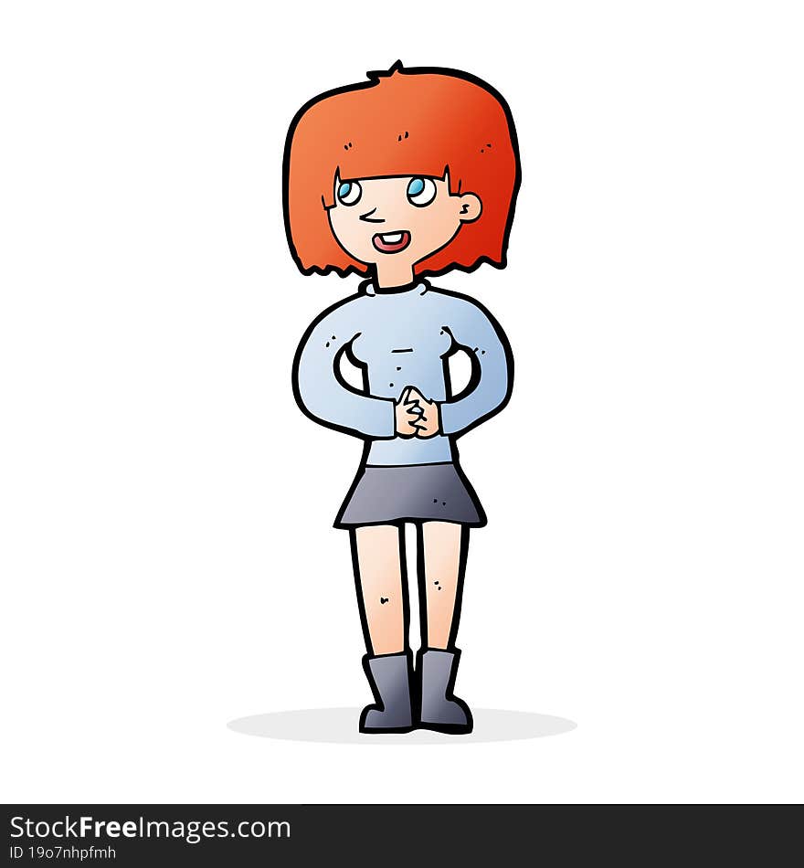 Cartoon Friendly Woman