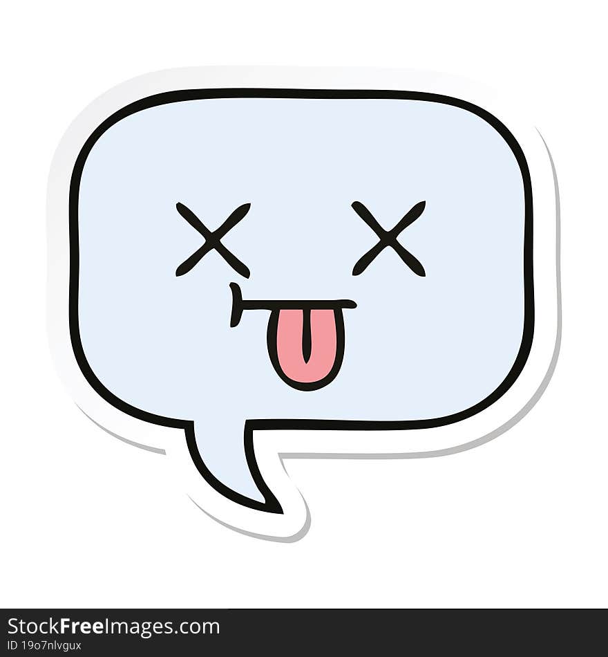 Sticker Of A Cute Cartoon Speech Bubble