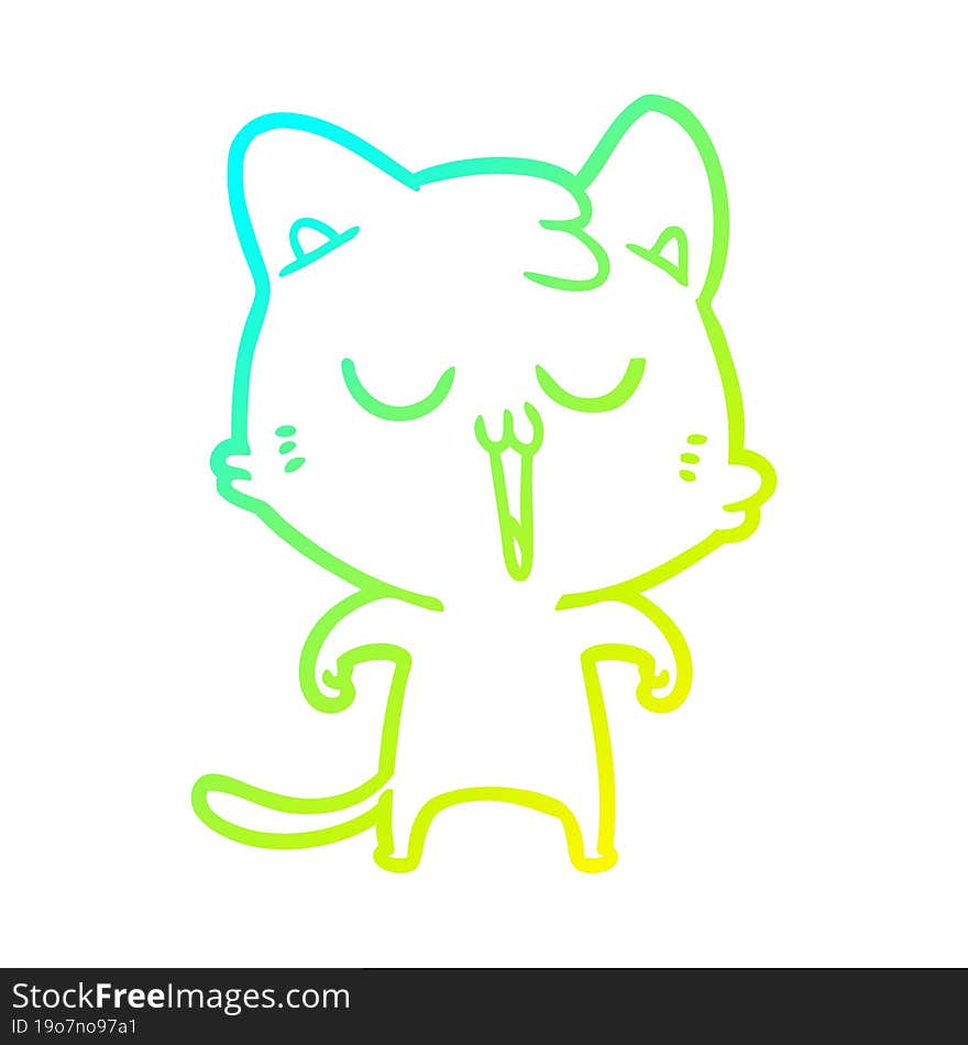 cold gradient line drawing cartoon cat singing