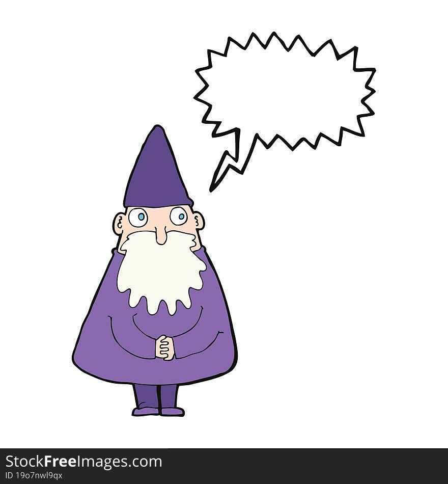 Cartoon Wizard With Speech Bubble