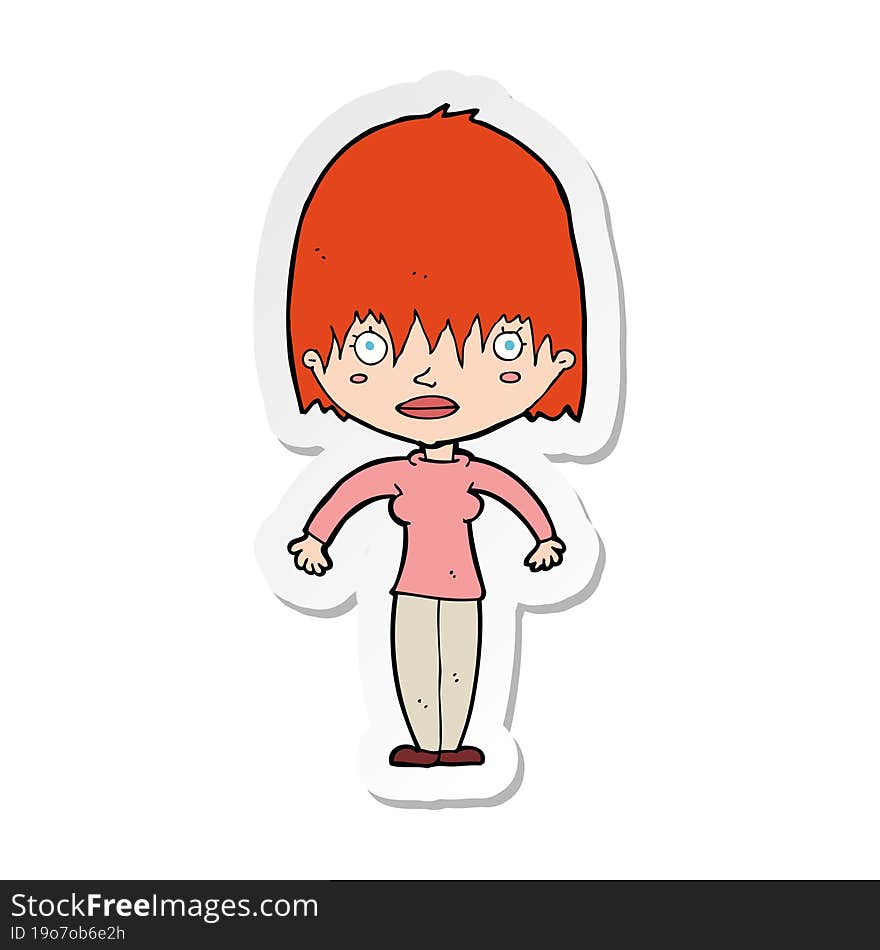 sticker of a cartoon woman staring