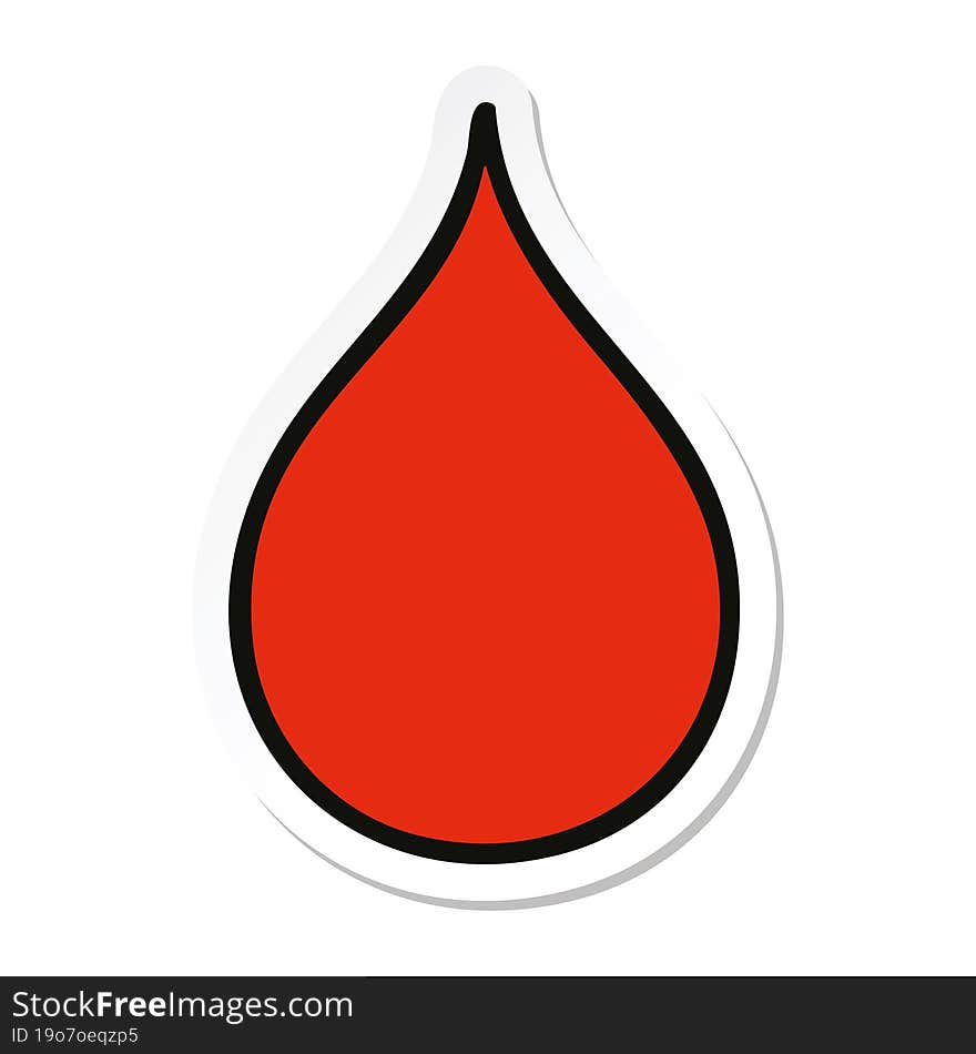 sticker of a quirky hand drawn cartoon blood drop