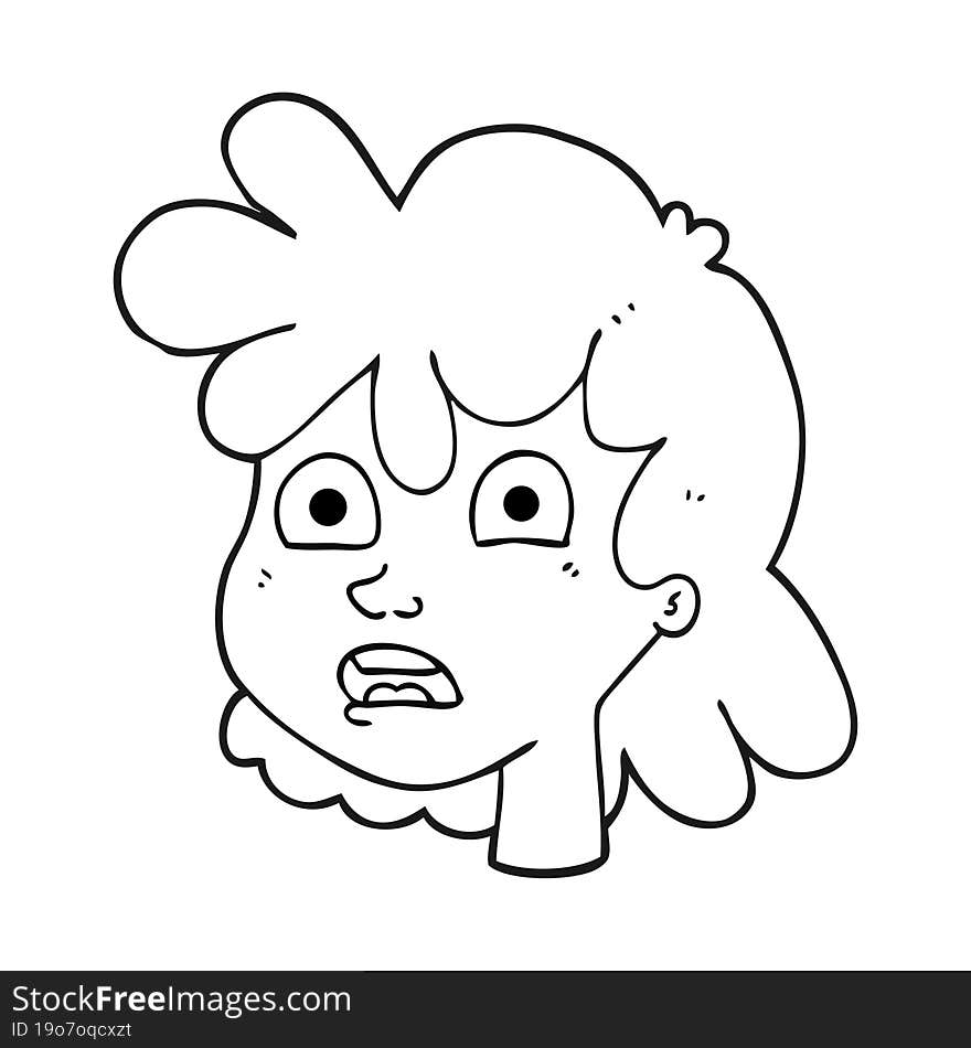 black and white cartoon female face