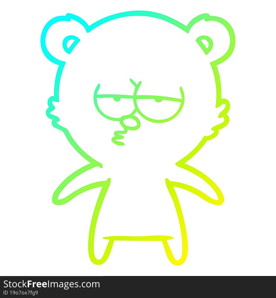 cold gradient line drawing bored bear cartoon