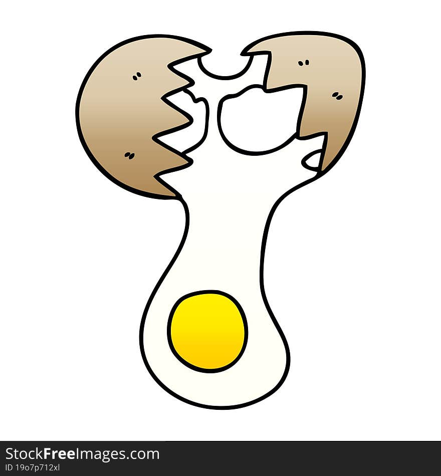 gradient shaded quirky cartoon cracked egg. gradient shaded quirky cartoon cracked egg