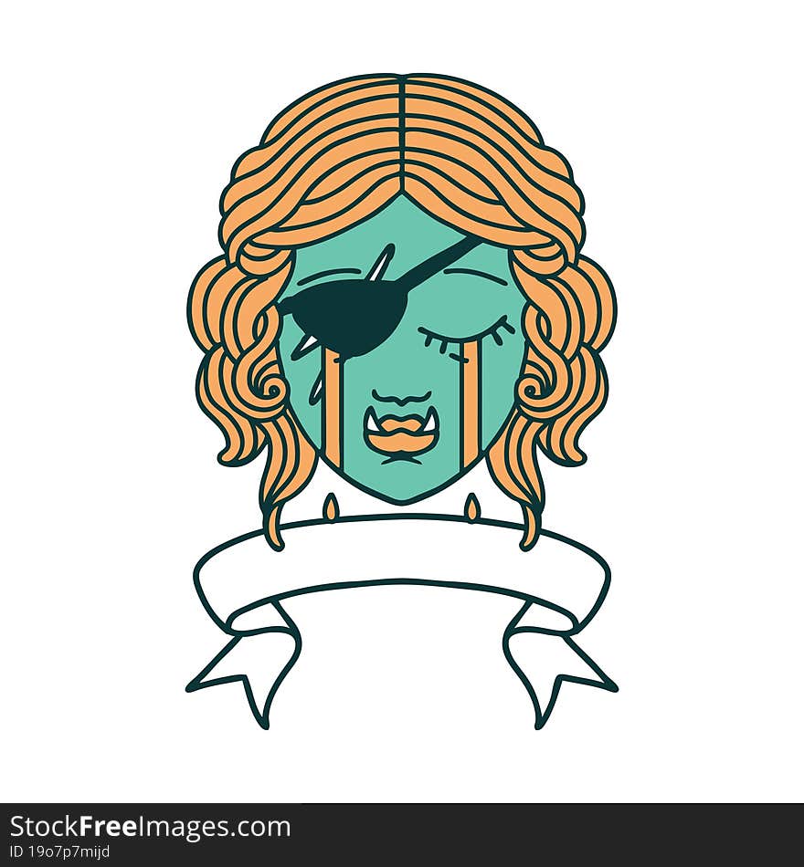 crying orc rogue character face illustration