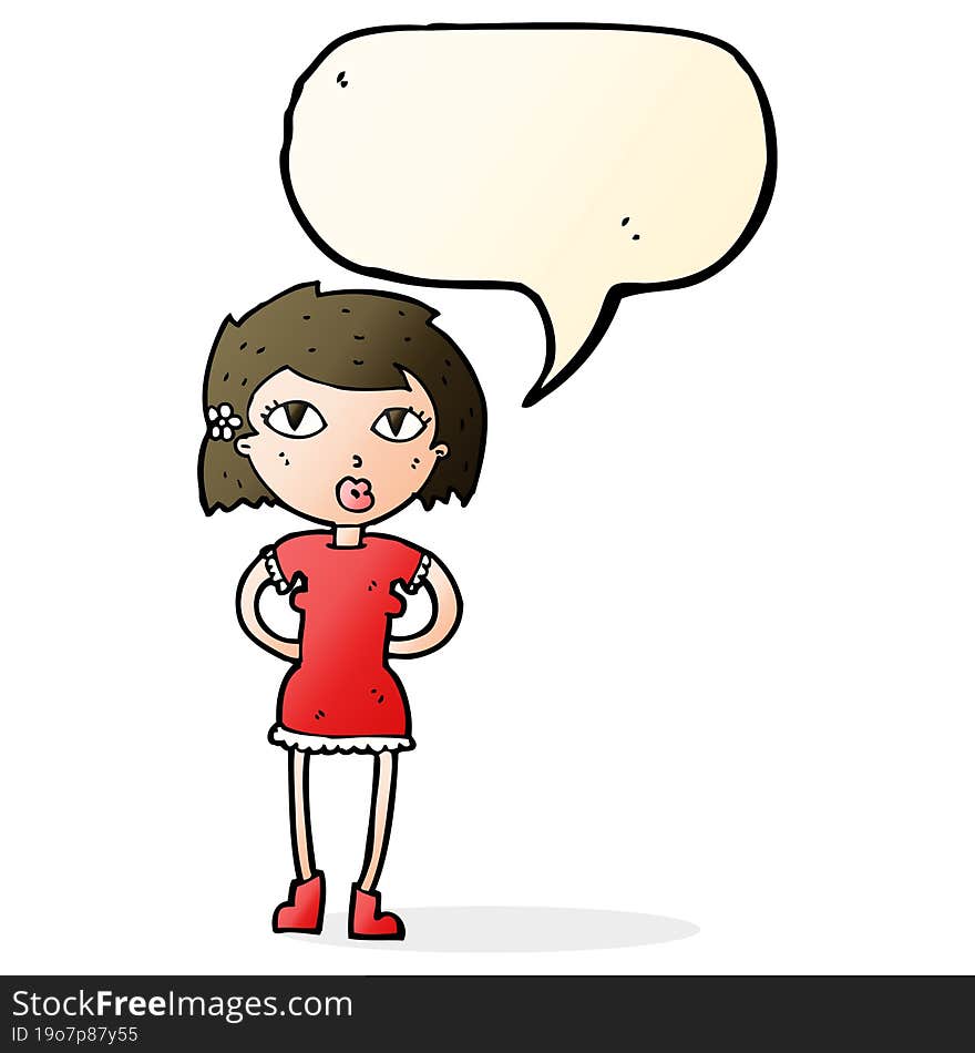 cartoon woman with speech bubble