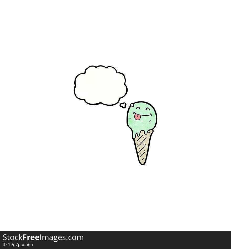 Cartoon Ice Cream Cone With Thougth Bubble